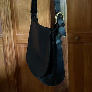 Vintage Coach Black Leather Flap Crossbody